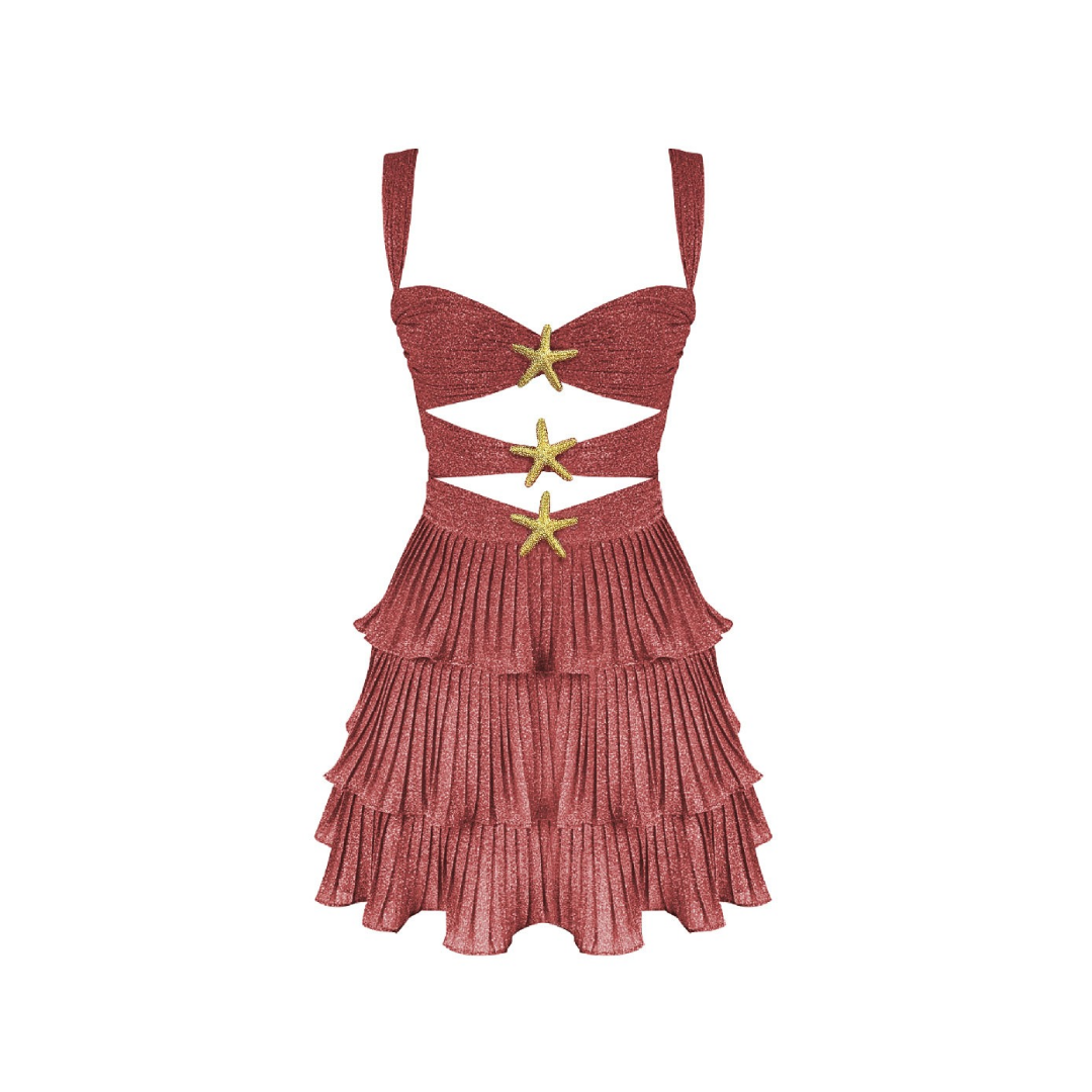 ANITA – Pleated ruffle dress with cut-outs